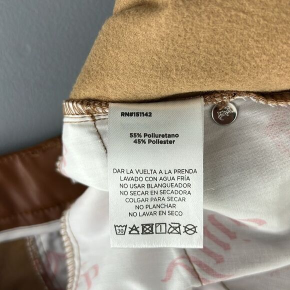 040 New Juicy Couture Rodeo Barrel Fit High Waist Faux Leather Pants Camel - Picture 9 of 12